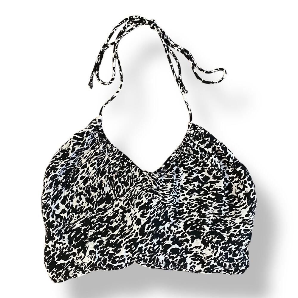 Motel Rocks Leopard Print Tie Back‎ Halter Top Womens Size XS Black White